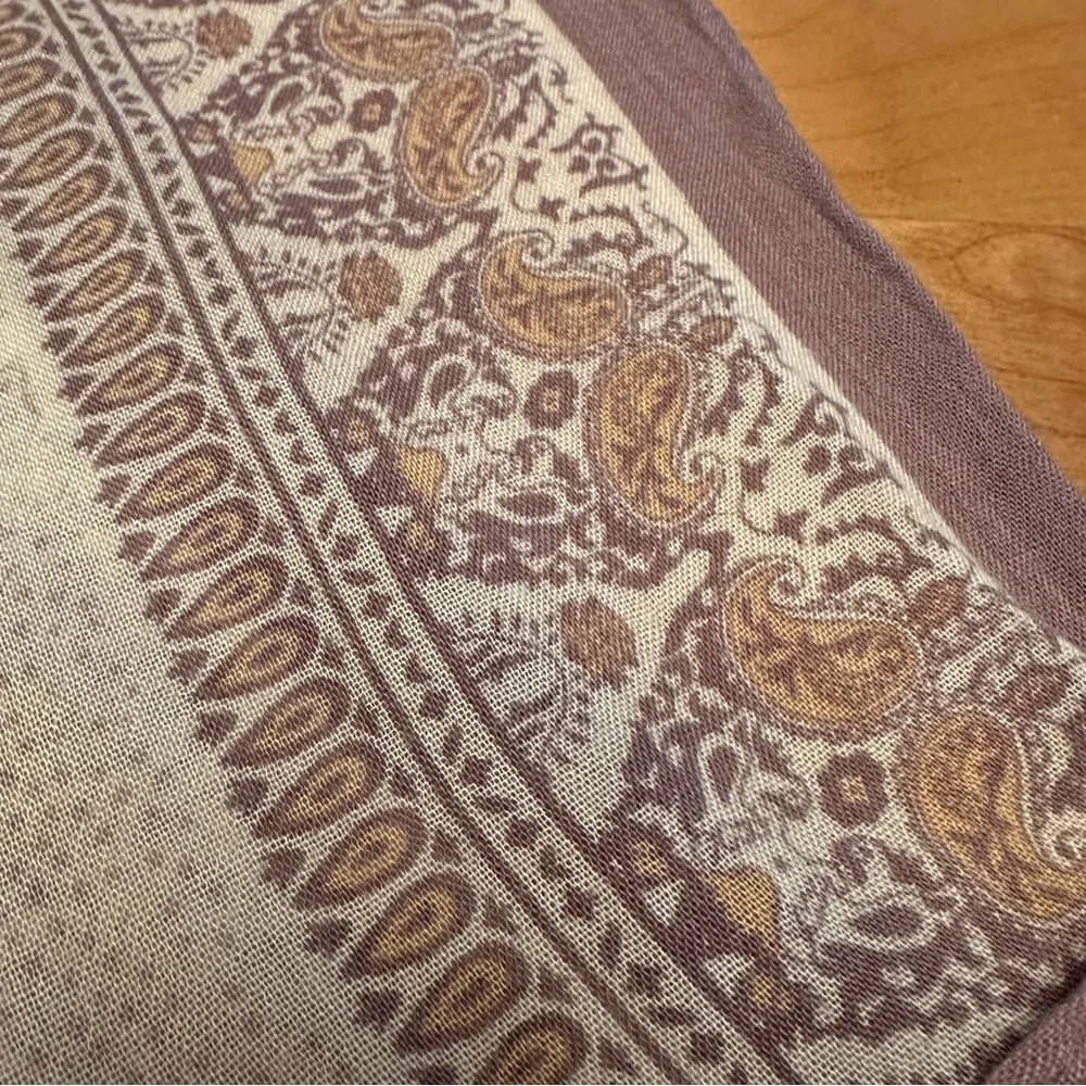 Rectangular Beige / Neutral toned Paisley Scarf